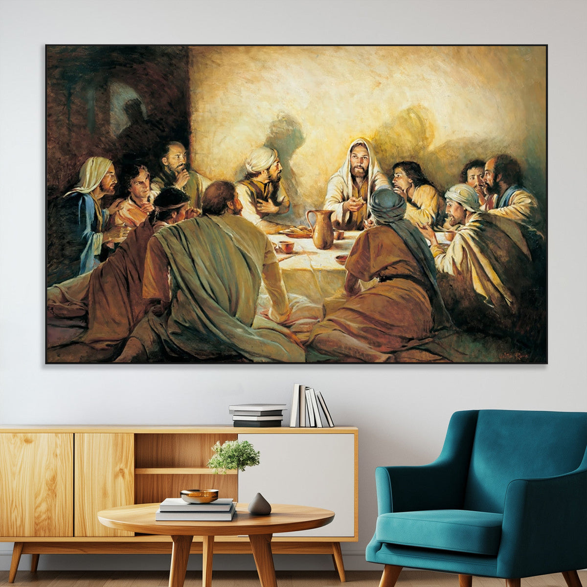 Last Supper Wall Art Canvas Print, Framed Jesus Painting Art