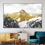 Gold Abstract Mountains Wall Art Print on Canvas, Nature Wall Art Print