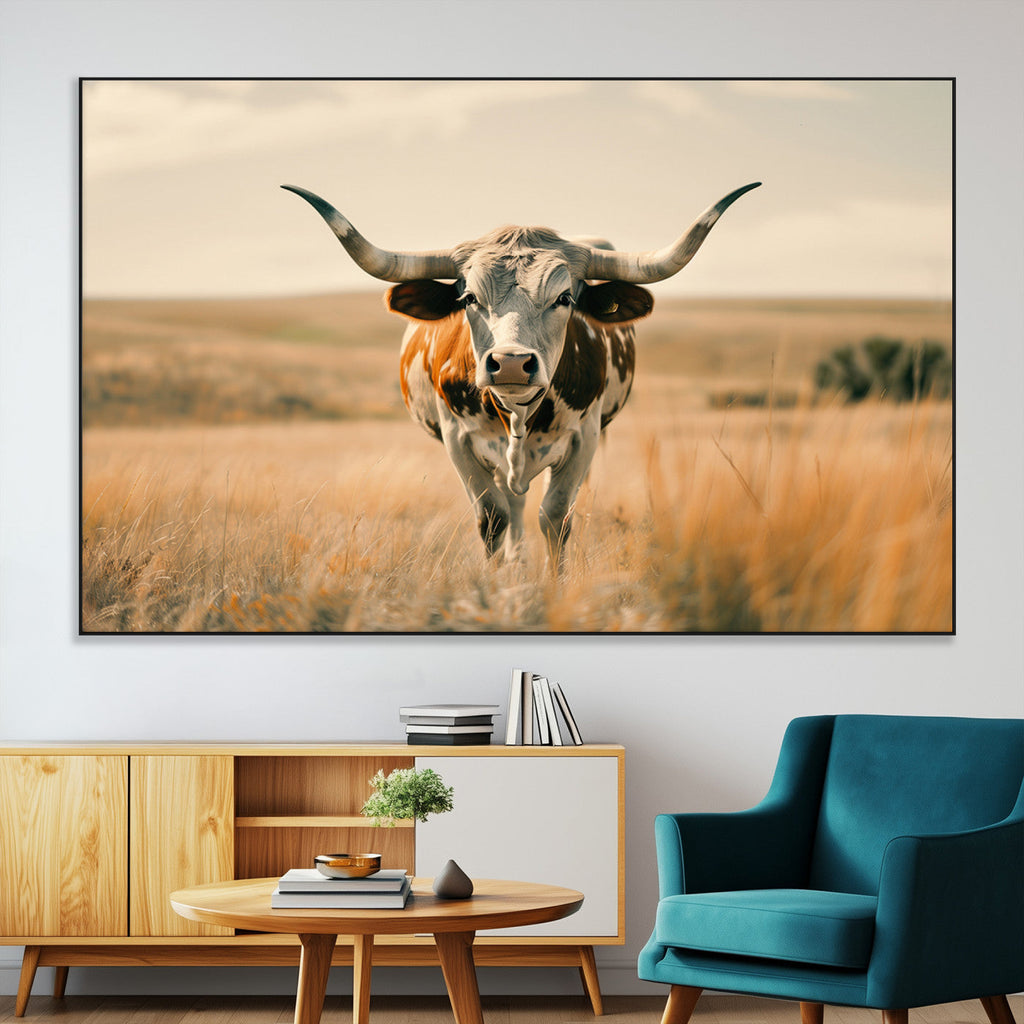 Texas Cow Wall Art Canvas Print for Farm House Wall Decor