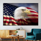 American Flag Eagle Symbol Wall Art Canvas Print, Patriotic American Flag Eagle Wall Art