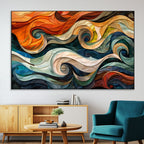 Abstract Wave Wall Art, Ready to Hang Framed Canvas Print | Extra Large 3 Piece Canvas Wall Art