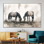 Chinese Ink Style Vintage Horses Wall Art Canvas Print