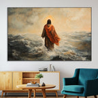 Jesus Walking on Water, Christian Wall Art, Jesus Christ Oil Painting Style Print