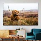 Scottish Highland Cow Canvas Wall Art, Rustic Farmhouse Decor