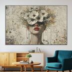Abstract Floral Women Pastel Wall Art Canvas Print