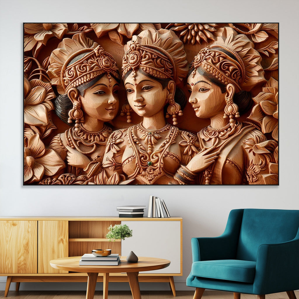 Indian Woman Statue Wall Art Canvas Print