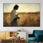 Jesus the Good Shepherd Wall Art Canvas Print, Inspirational Christian Religious Print for Prayer Room