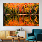 Forest Reflection Art | Autumn Forest Reflection Wall Art | Triptych Canvas Print