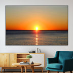 Golden Horizon Sunset Over Ocean Wall Art Canvas Print | Tropical Beach Canvas