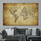 Push Pin World Map Canvas Print | Travel Tracker Wall Art