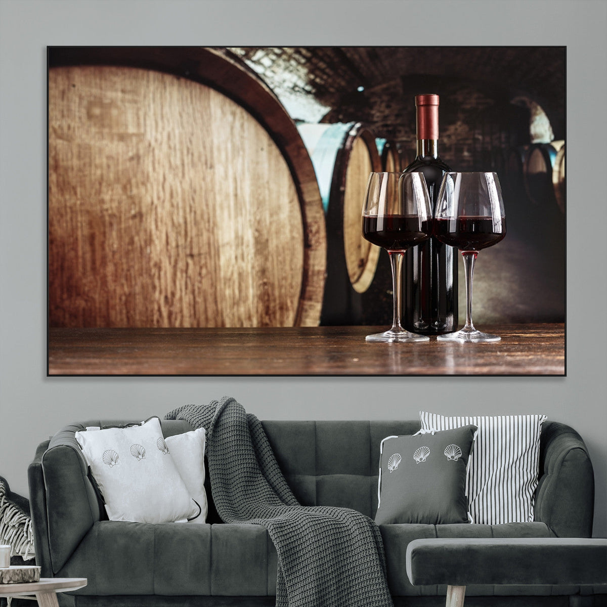 Wine and Barrel Wall Art Canvas Print