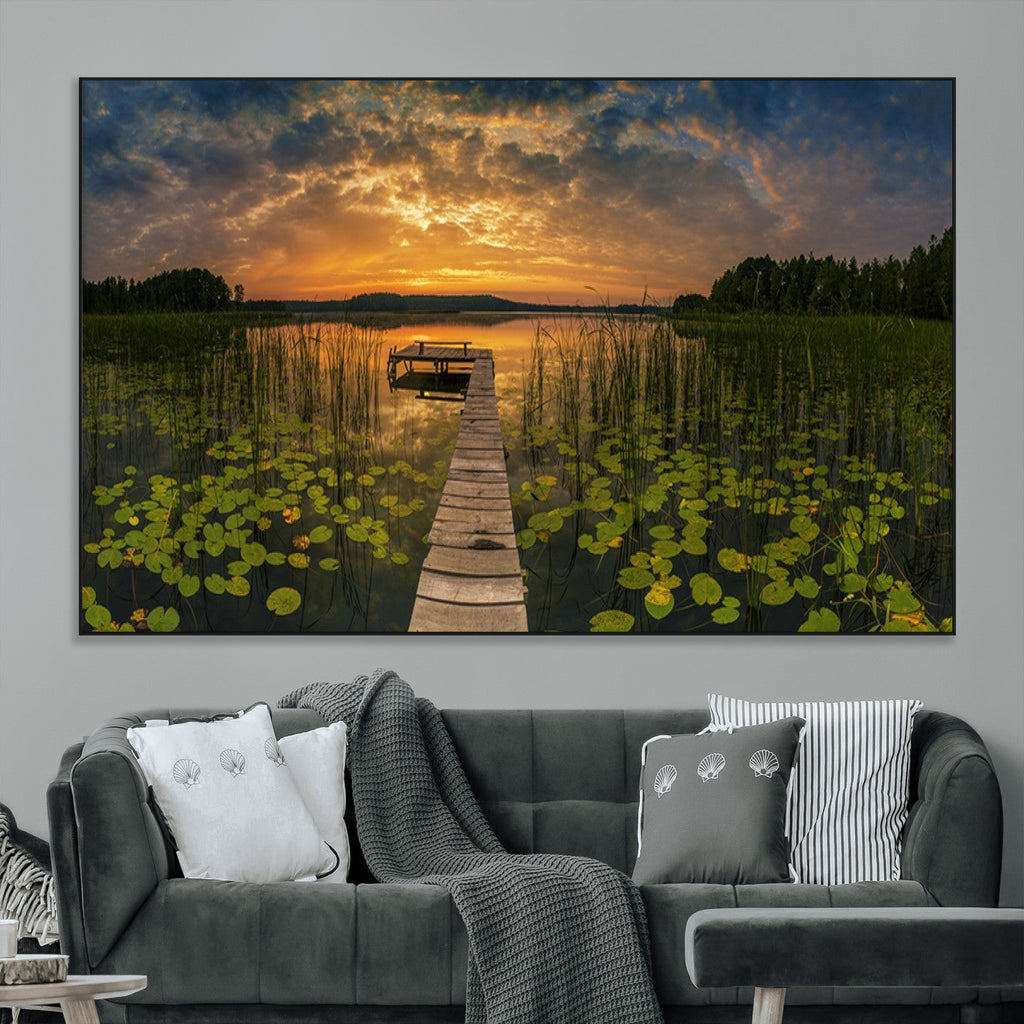 Lake and Flower Wall Art Canvas Print