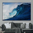 Ocean Wave at Sunset Canvas Art, Large Wall Print of Vibrant Water Waves