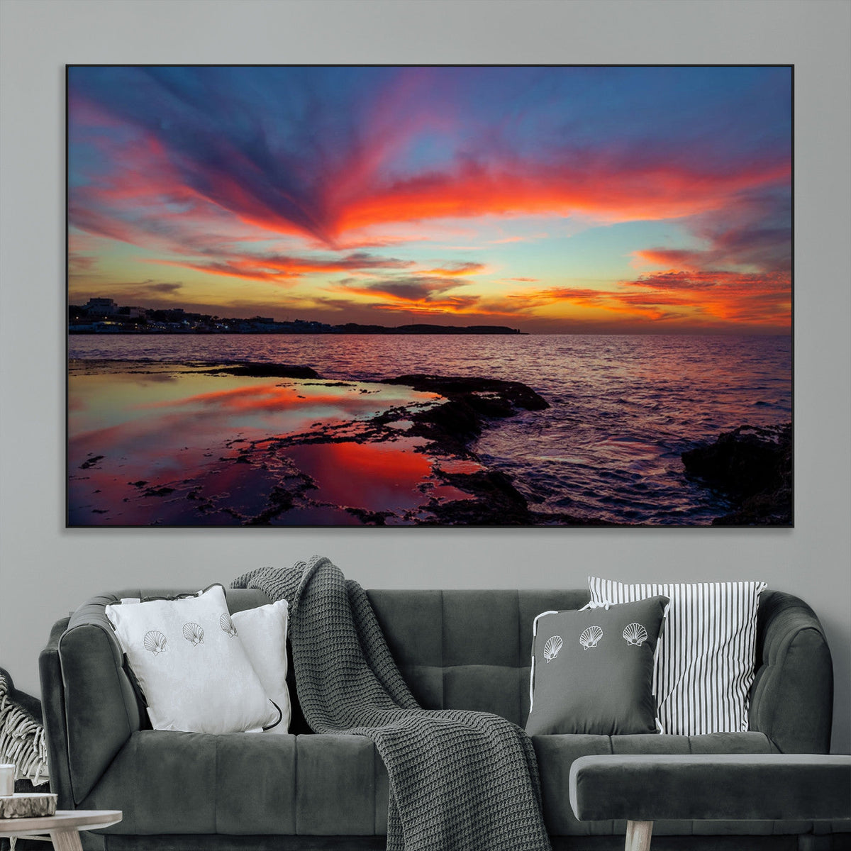 Glorious Sunset on The Beach Wall Art Canvas Print