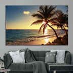 Sunset Palm Trees Wall Art Canvas Print