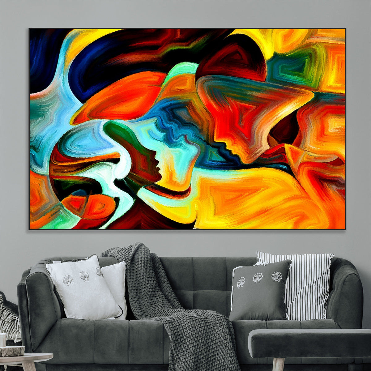 Human Love Figures Abstract Wall Art Canvas Print