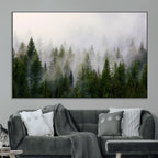 Forest Wall Art Canvas Print | Foggy Forest Wall Art | Pine Wood Forest Print