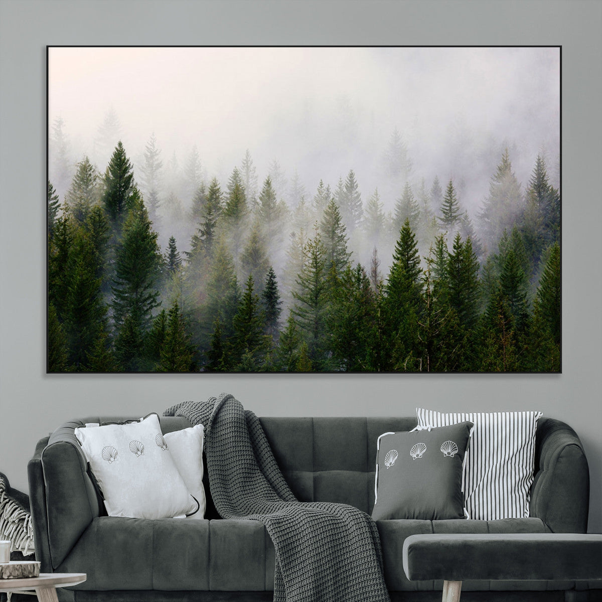 Forest Wall Art Canvas Print | Foggy Forest Wall Art | Pine Wood Forest Print