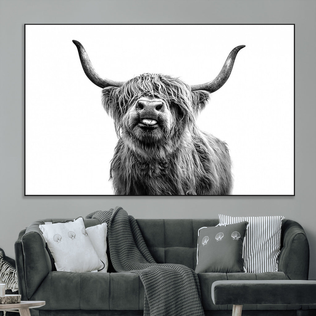 Fanny Scottish Highland Cow Cattle Art Print Farmhouse Wall Art Canvas Print