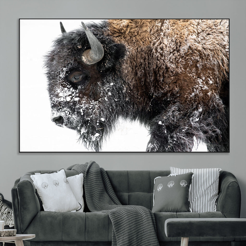 American Bison Wall Art Print, Majestic Buffalo Canvas Print for Living Room or Office