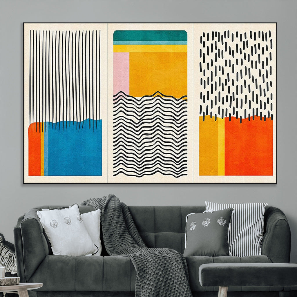 Canvas Print Wall Art Abstract Illustration Art Boho, Framed Abstract Boho Art