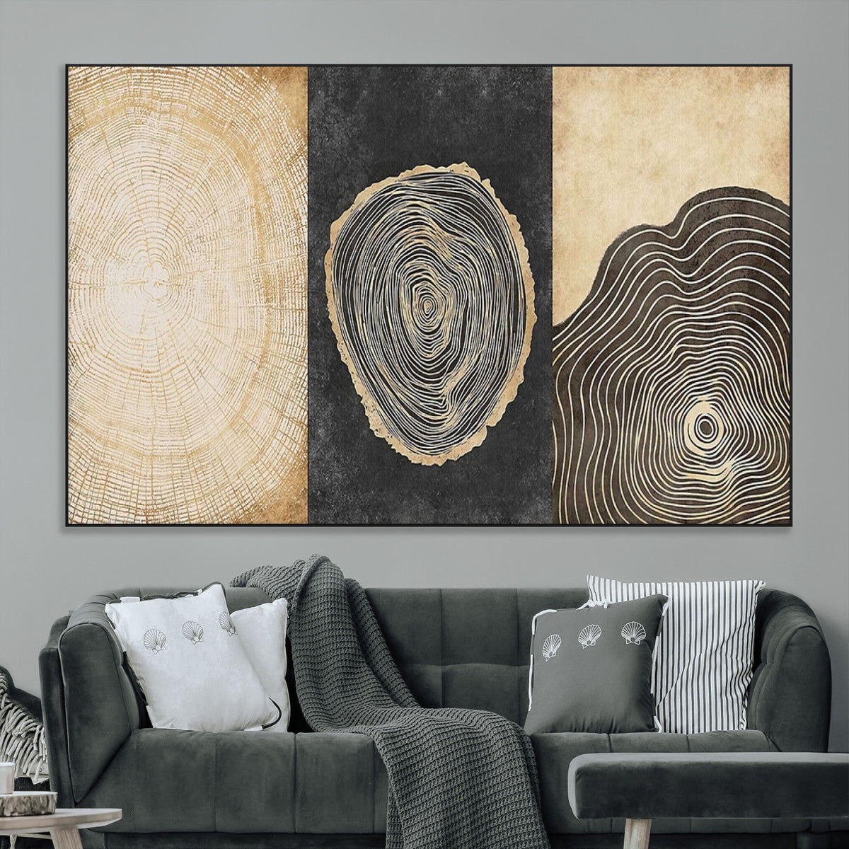 Tree Rings Canvas Wall Art Print, Minimalist Natural History in Modern Decor