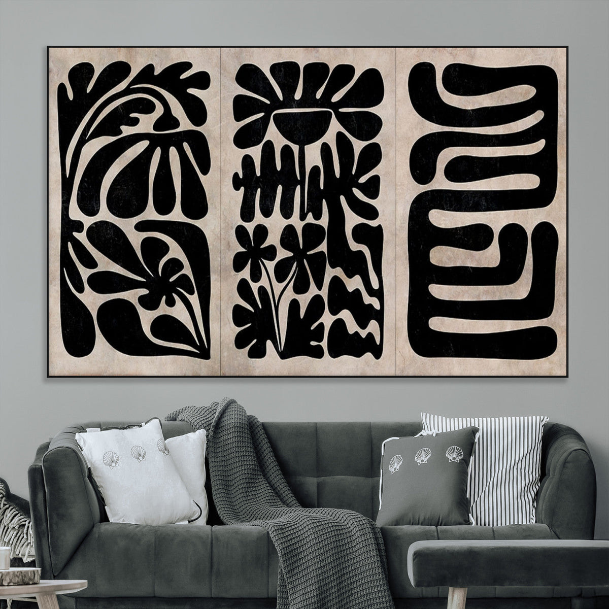 Canvas Print Wall Art Abstract Art Boho, Framed Boho Art