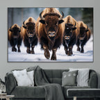 Buffalo Wall Art Canvas Print, American Bison Herd Wall Art