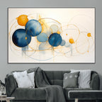 Geometric Blue Orange Abstract Wall Art Canvas, Geometric Blue Orange Canvas Print