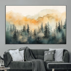 Abstract Forest Print | Mountain Wall Art | Autumn Landscape Canvas Print