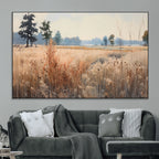 Golden Fields Canvas Wall Art Print | Serene Minimalist Landscape for Modern Decor