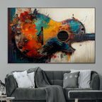 Abstract Guitar Wall Art Canvas | Vibrant Music-Inspired Art for Living Room or Studio