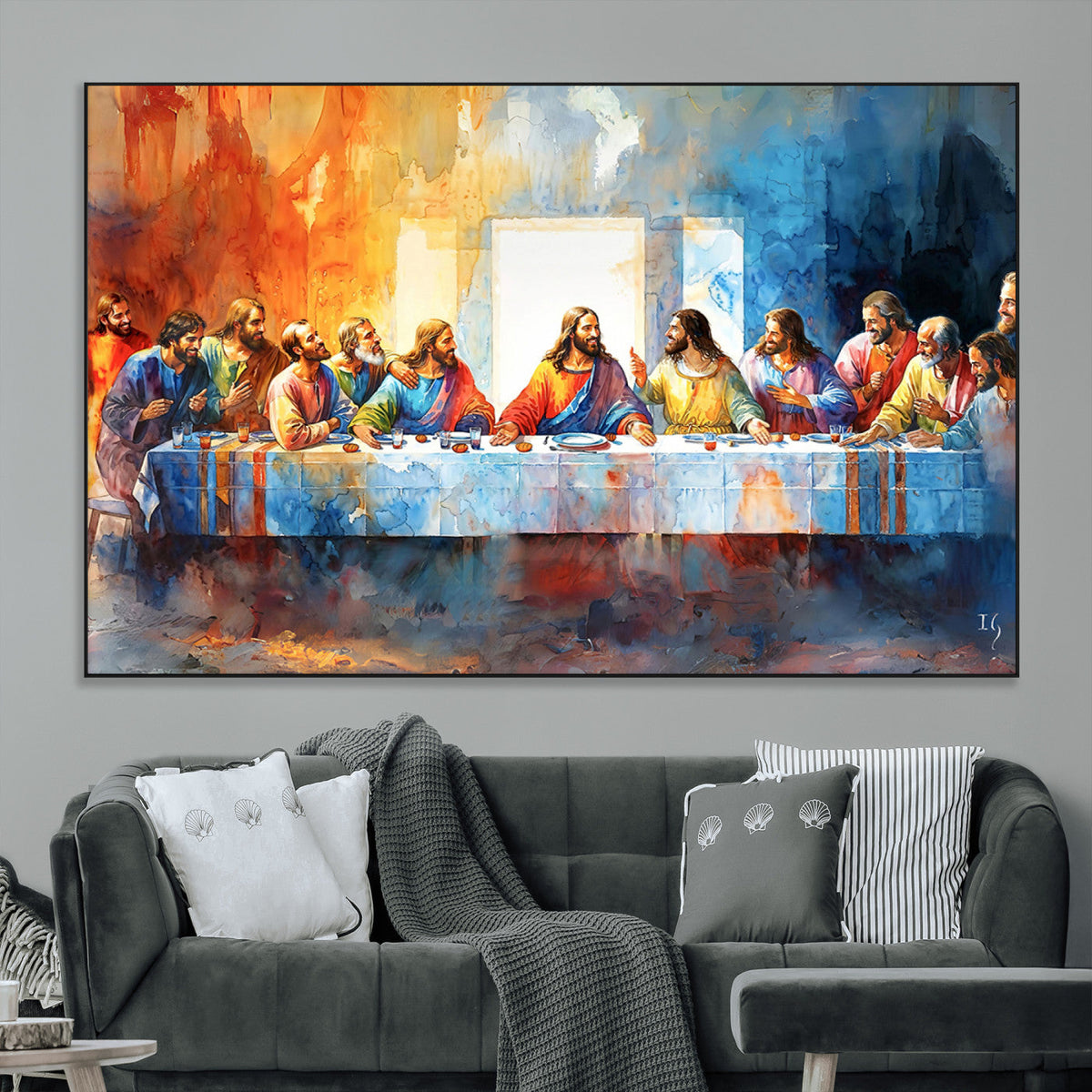 Abstract Watercolor The Last Supper Wall Art