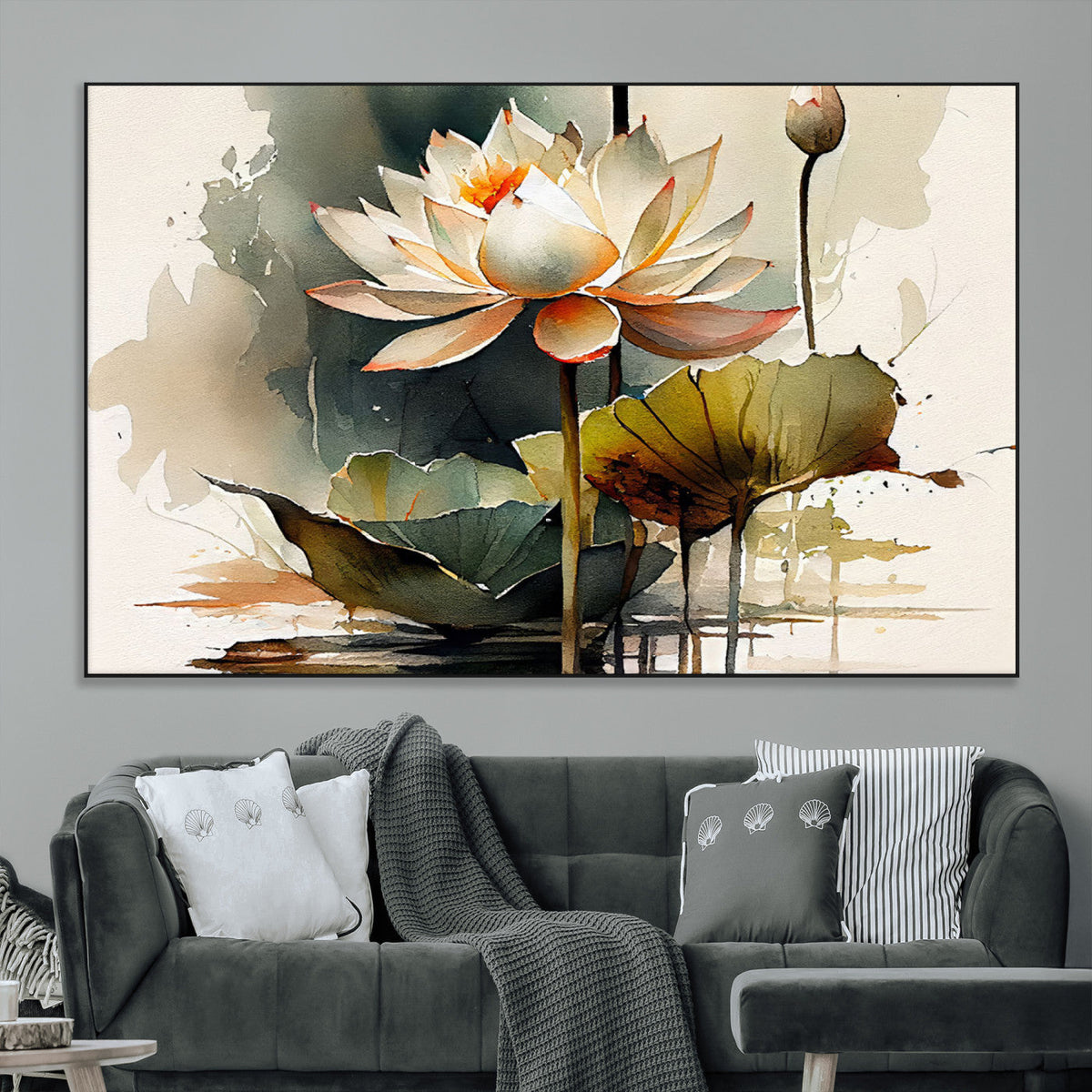Lotus Flower Watercolor Canvas Print | A Symbol of Serenity and Growth in Soft Watercolors