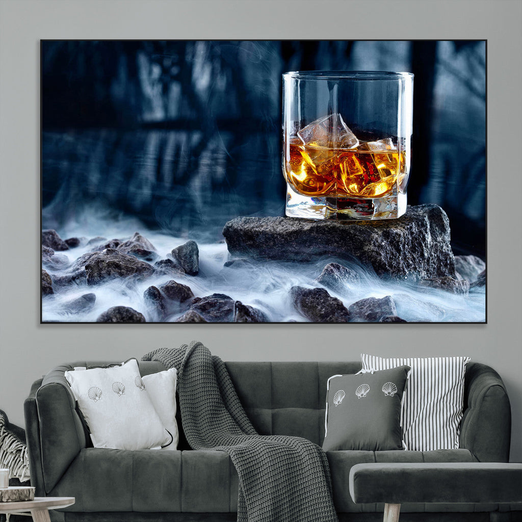 Whiskey Ice Wall Art Canvas Print