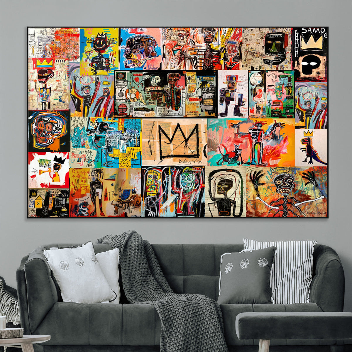 Abstract Art Collage Wall Art Canvas Print, Urban Graffiti Style