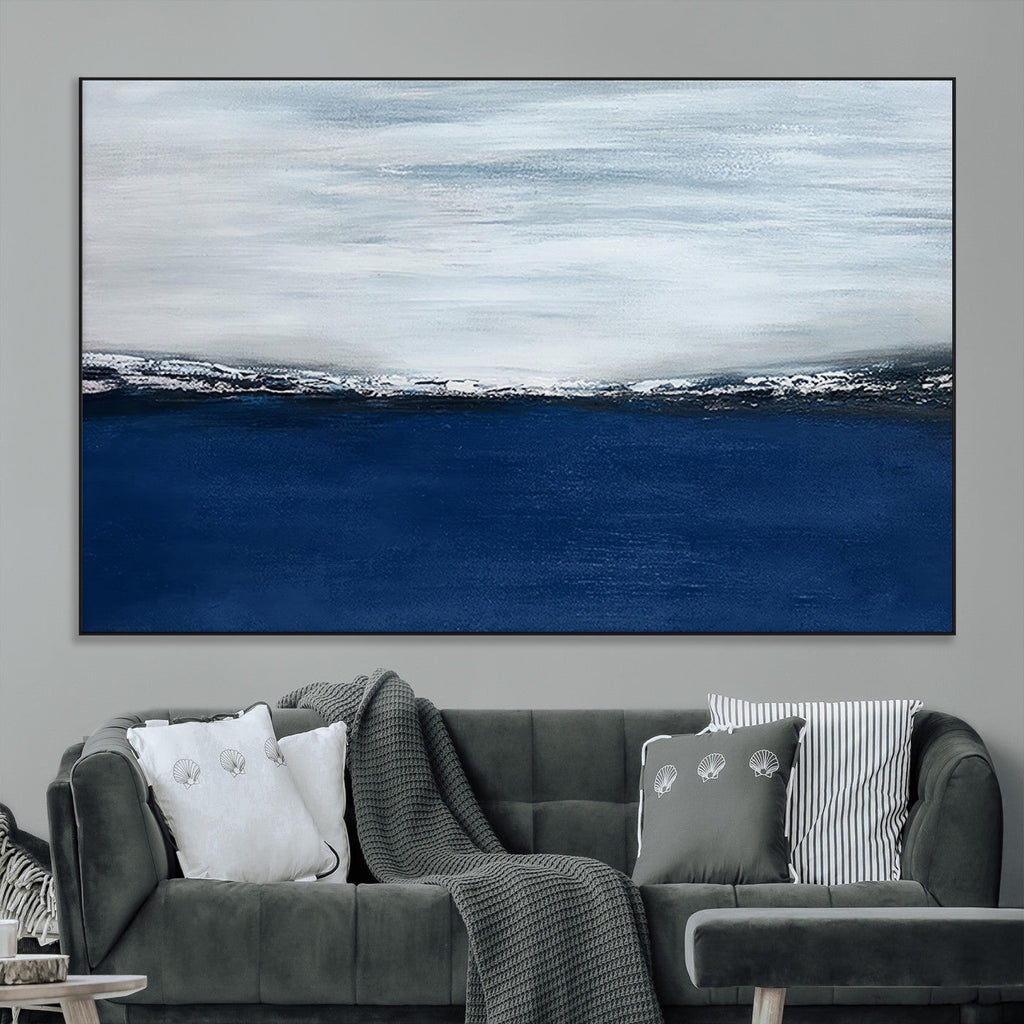 Navy Blue Abstract Wall Art Canvas Print