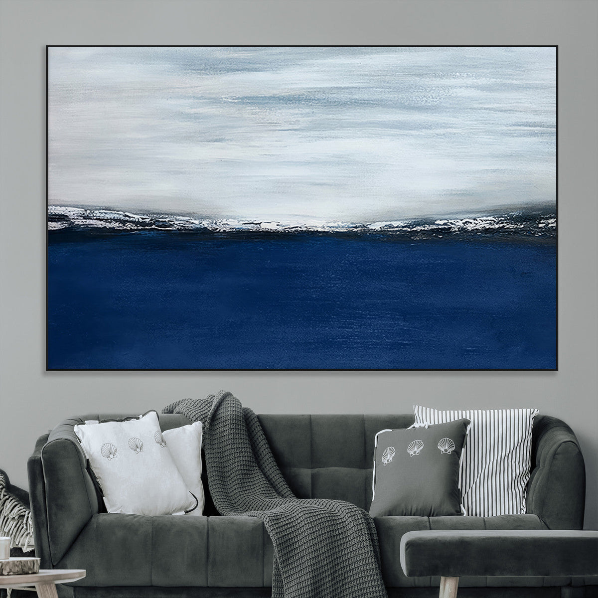 Navy Blue Abstract Wall Art Canvas Print