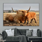 Highland Cow Canvas Wall Art Animal Print for Farm House Decor
