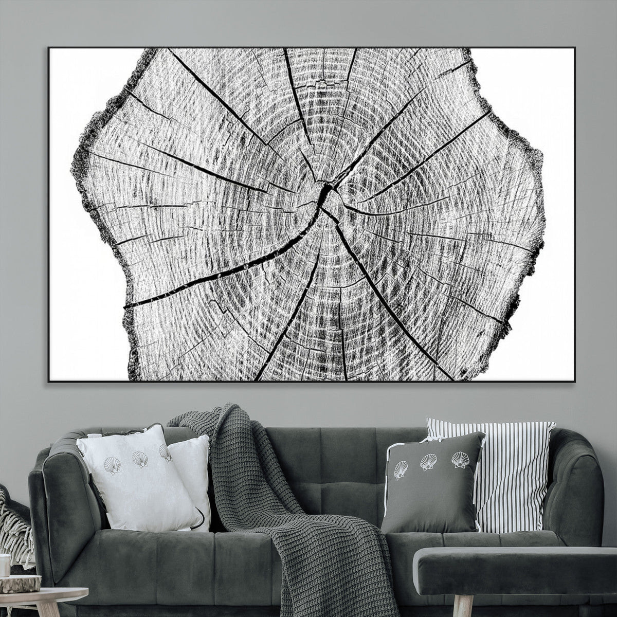 Rustic Tree Ring Wall Art Canvas Print, Framed and Ready to Hang