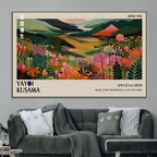 Yayoi Kusama Abstract Print, Vibrant Floral Mountain Art