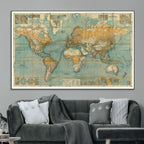 Push Pin World Map Canvas Print | Travel Tracker Wall Art for Couples