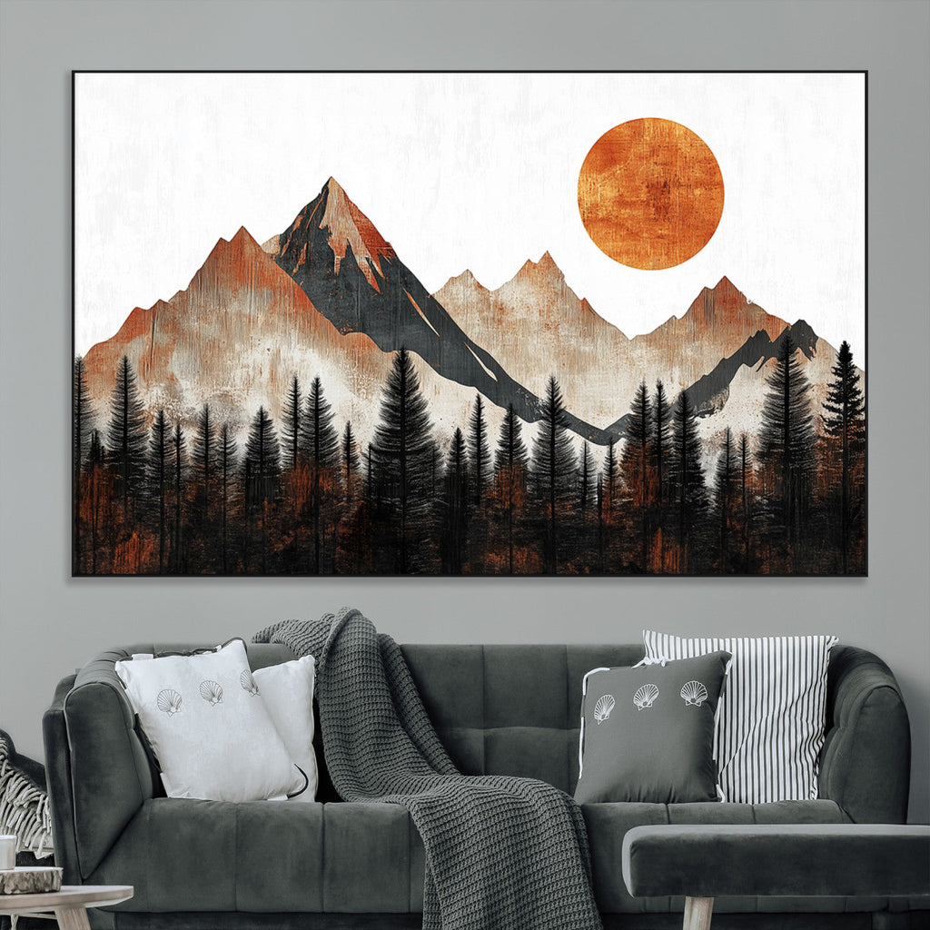 Modern Abstract Mountain Canvas Wall Art Print