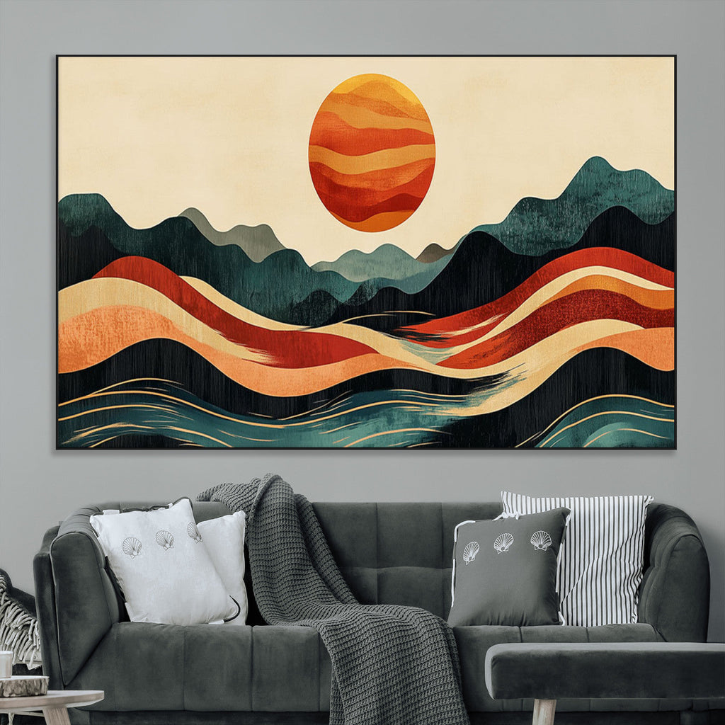 Mountain Triptych Wall Art Canvas Print | Western Boho Pine Tree Nature Print