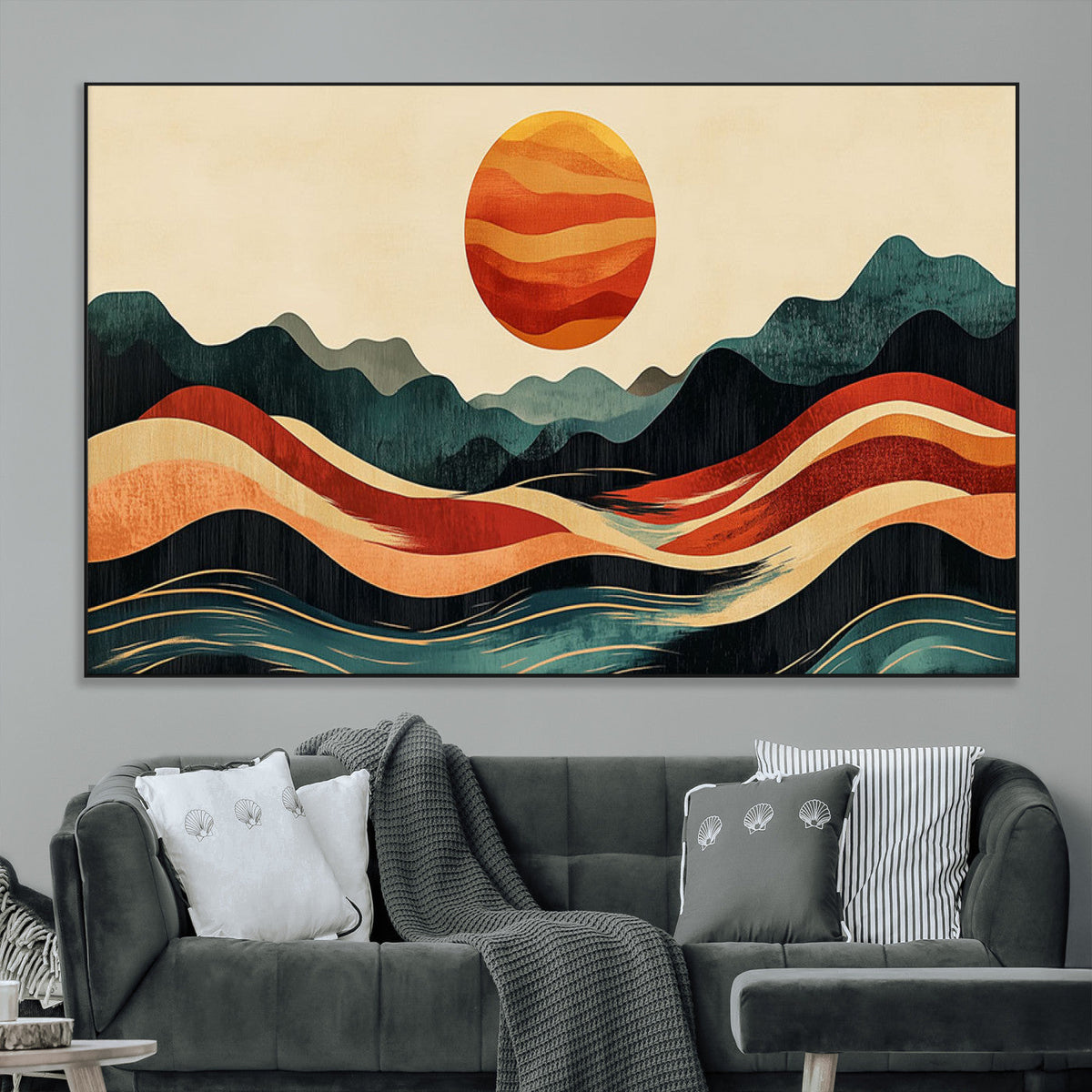 Mountain Triptych Wall Art Canvas Print | Western Boho Pine Tree Nature Print