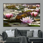Lotus Flower Wall Art Canvas Print, Water Lily Large Wall Art for Yoga Room Decor