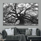 Ancient Oak Wall Art Canvas Print | Gnarled Tree with Twisted Branches