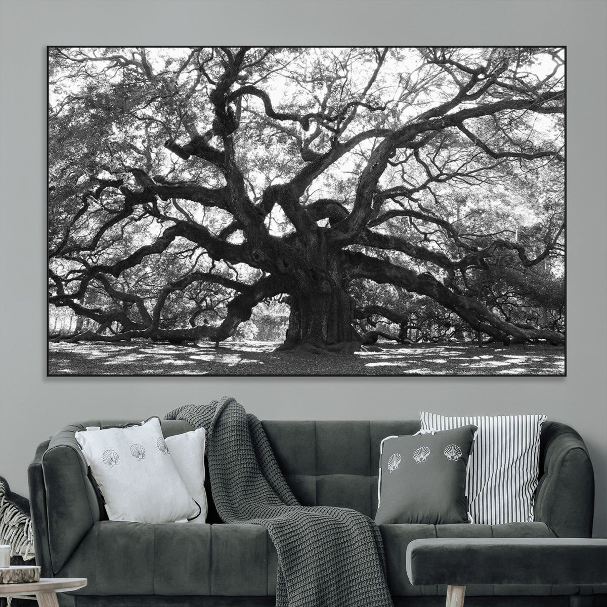 Ancient Oak Wall Art Canvas Print | Gnarled Tree with Twisted Branches