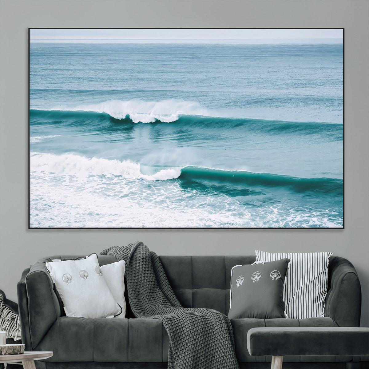 Ocean Swell Wall Art Canvas Print, Framed Surf Waves and Blue Water Scene