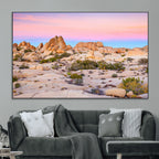 Vibrant Sunset Sky Wall Art Canvas Print, Framed Joshua Tree Desert Artwork
